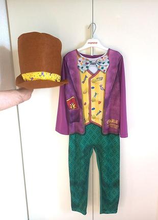 Карнавальный маскарадный костюм виллы вонки вонка willy wonka шляпник шляпник джокер волшебные и шоколадная фабрика для мальчика 5-6 лет