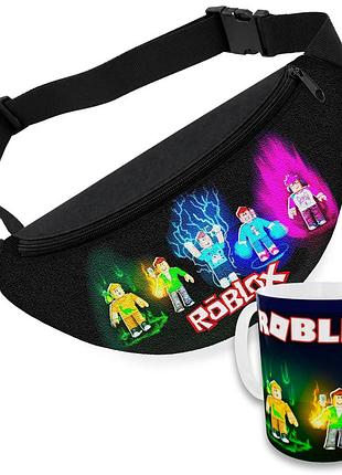 Дитячий набір roblox сумка-бананка + керамічна кружка з принтом (5676)