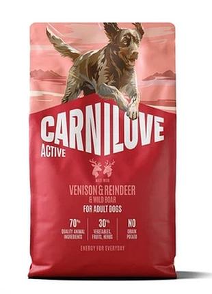 Сухий корм для cобак carnilove active dog venison reindeer & wild boar з олениною і диким кабаном 4 кг карнілав