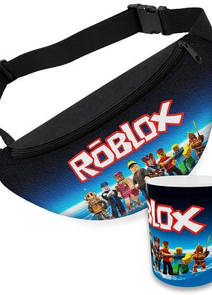 Детский набор roblox сумка-бананка + керамическая кружка с принтом (5673)