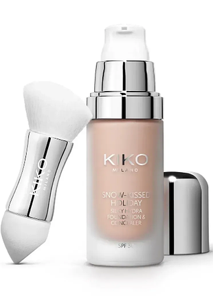 Тональний крем kiko milano snow-kissed holiday silky hydra foundation & concealer spf 30 - 06 cappuccino (000169-06)