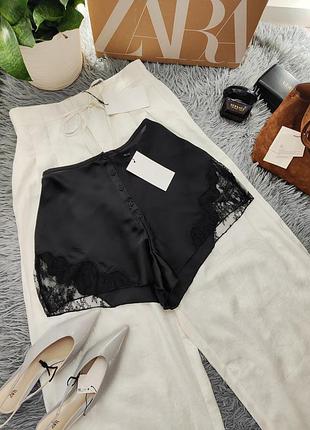 Оригинальные атласные шорты с кружевом из новой коллекции zara woman ♀️ new original.