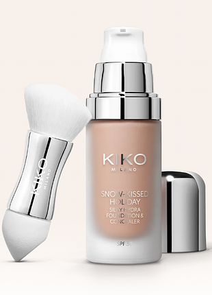 Тональний крем kiko milano snow-kissed holiday silky hydra foundation & concealer spf 30 - 07 hazelnut (000169-07)