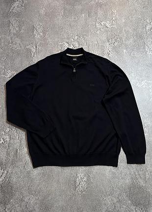 Чоловіча кофта з блискавкою hugo boss xl\2xl розмір оригінал темно-синя з горлом