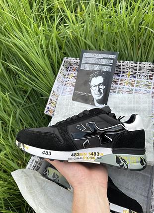 Кросівки premiata mick black white чоловічі 43/44 розмір чорні шкіряні із замшею | італійські брендові кеди premiata | преміум взуття преміата