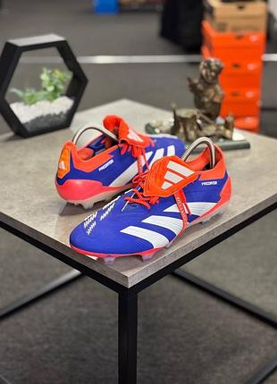 Професійні футбольні бутси adidas predator elite fold-over tongue fg (advancement pack) яскравого синього кольору з білими смужками