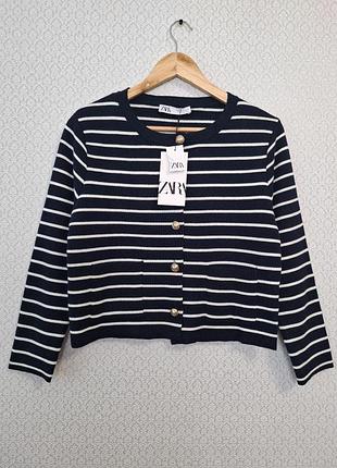 Кардиган женский zara, в полоску размер m, old money, с баркой