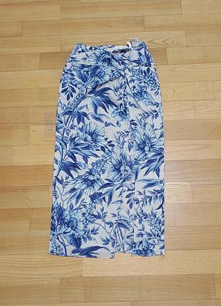 Лляна міді-спідниця h&m