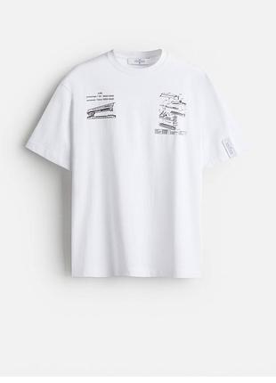 Біла оверсайз футболка rokh x h&m оригінал розмір l колекційна з принтом кофта