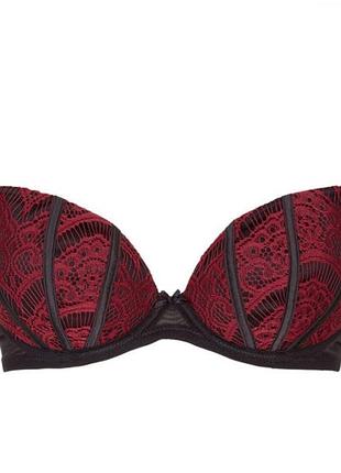 Чорно-бордовий бюстгальтер-балконет від ann summers