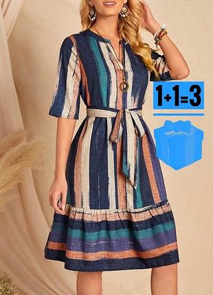 Сукня в геометричний принт з поясом shein m