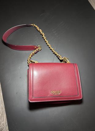 Сумка guess (гесс) оригінал, бордова з ланцюжком