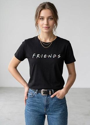 Футболка жіноча з написом friends g&n чорна