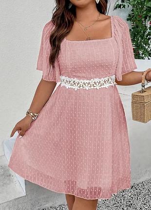 Сукня в горох з мереживом shein 2xl