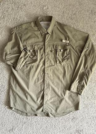 Зелена сорочка columbia pfg (performans fishing gear) розмір м