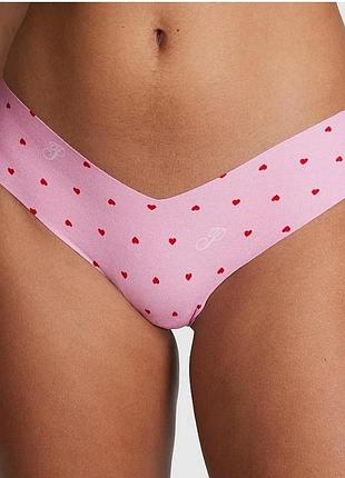 Бесшовные трусики-стринги victoria's secret pink high leg - pink script p heart print