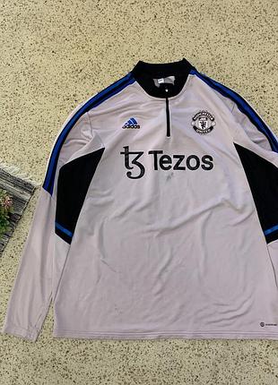 Adidas manchester united 1/3 zip tezos training longsleeve xxl манчестер юнайтед лонгслів джерсі футбольна футболка чоловіча ххл