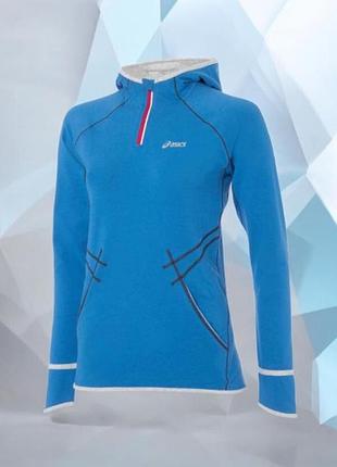 Жіноча бігова термокофта asics l2 w's l/s winter top hooded яскраво-блакитного кольору