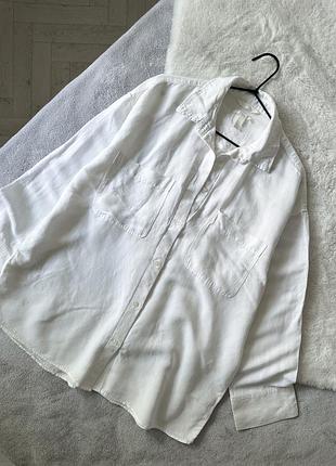 Белая рубашка оверсайз h&amp;m лён