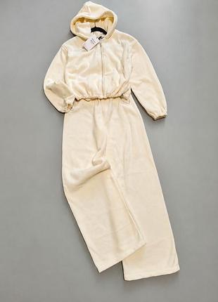 Костюм полар флис худи и палаццо цвета айвори steady brand