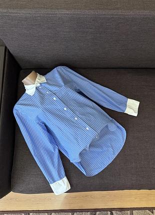 Блакитна сорочка, рубашка в смужку h&m