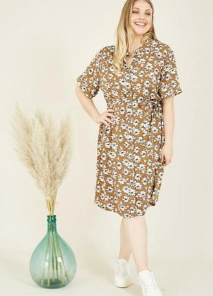 Комфортное с карманами и поясом платье 👗 рубашка большого размера