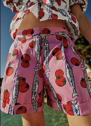 Шорти zara с защіпами спереду та регульованою талією