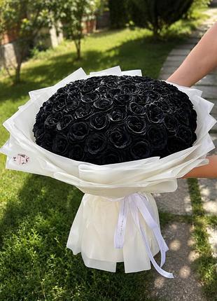 Букет із 101 чорної троянди 🖤