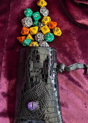 Черный мешочек для хранения аксессуаров мимик кожа дракона глаз dungeons & dragons дайсы подземелья и драконы днд сумка dnd кубики кошелек mtg