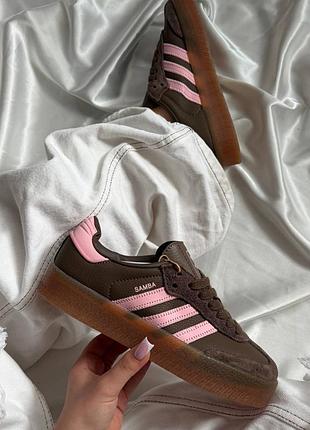 Adidas samba xlg platform brown pink