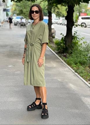 Сукня uniqlo u оливкова 3way seersucker short-sleeve dress