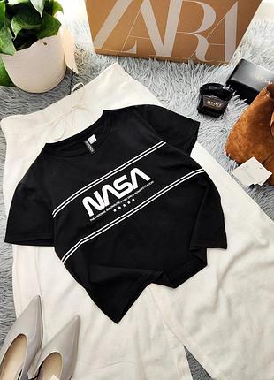 Оригінальна базова бавовняна футболка-топ nasa від h&m.