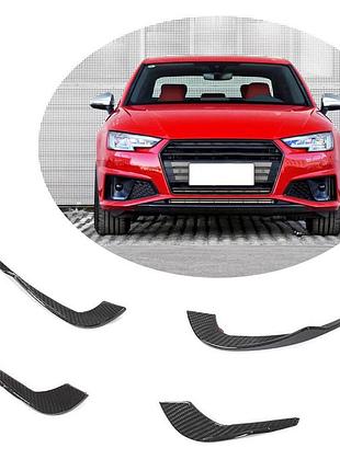 Накладки на передній бампер v3 (для s-line sedan 2015-2019, карбон) для ауди a4 b9 рр