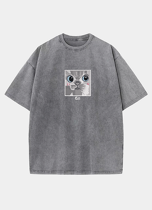 Футболка винтажная vintage-washed с вышивкой бл кот