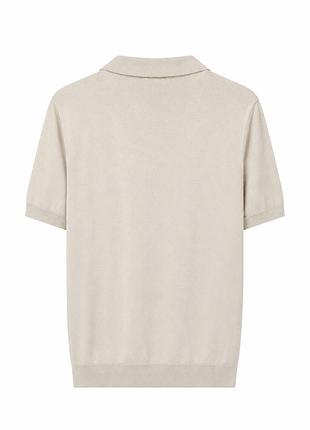 Мужское поло loro piana молочное на молнии с коротким рукавом и вышитым логотипом premium casual 2