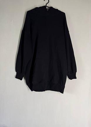 Черный удлиненный худи оверсайз h&amp;m divided (размер s / оверсайз)