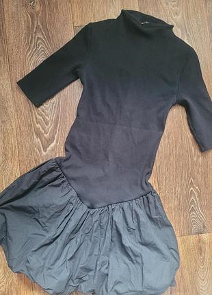 Сукня zara mixed rib poplin balloon dress