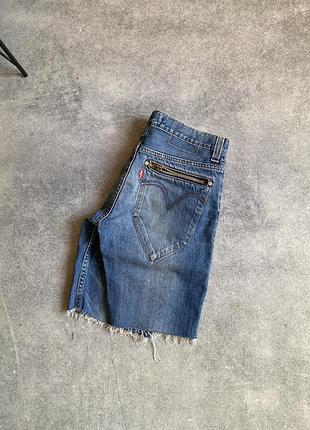 Levi’s vintage y2k style zip pocket оригінал чоловічі джинсові шорти левіс левайс вінтаж вінтажні темно сині рвані обрізані s w30