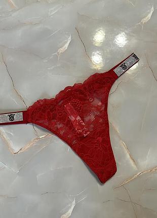 Трусики стрінги люкс серії victoria’s secret зі стразами swarovski оригінал розмір м