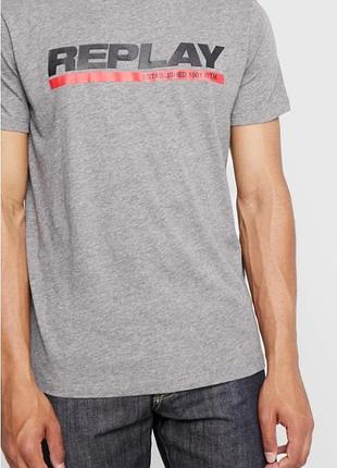 Футболка replay brand print crew-neck t-shirt