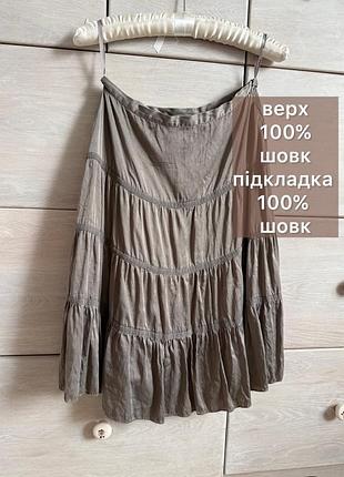 ♥️ шовкова спідниця 100% шовк ярусна підкдлада шовк warehouse