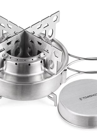Горелка спиртовая портативная tomshoo из нержавеющей стали со складными ручками