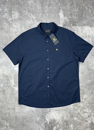 Сорочка чоловіча з коротким рукавом шведка теніска lyle & scott лайл скотт синя темно-синяя рубашка с коротким рукавом xxl