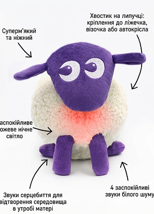 💜 мягкая игрушка-ночник sweet dreamers ewan the dream sheep со звуками и подсветкой