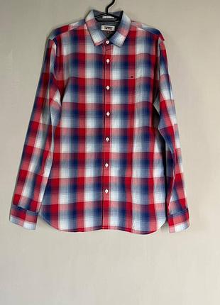 Стильна чоловіча сорочка в клітинку tommy jeans (розмір m / slim fit)
