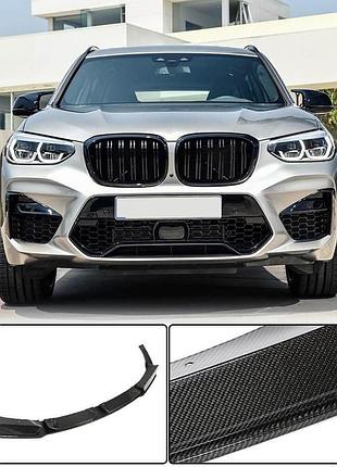 Накладка на передній бампер lip (для f98 2018-2021, карбон) для bmw x4 g02 2018- рр