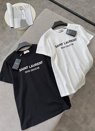 Футболка стильна saint laurent rive gauche біла та чорна