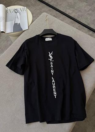 Футболка ysl saint laurent чорна з білим написом
