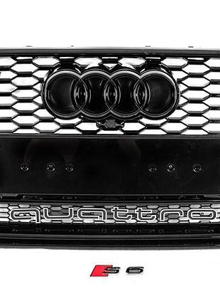 Передняя чёрная решётка rs-style с надписью quattro (2014-2017) для ауди a6 c7