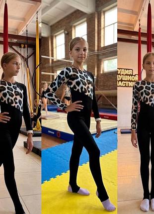 Комбінезон лео для повітряної гімнастики,акробатики,художної гімнастики тренувань виступів 116-164см біфлекс